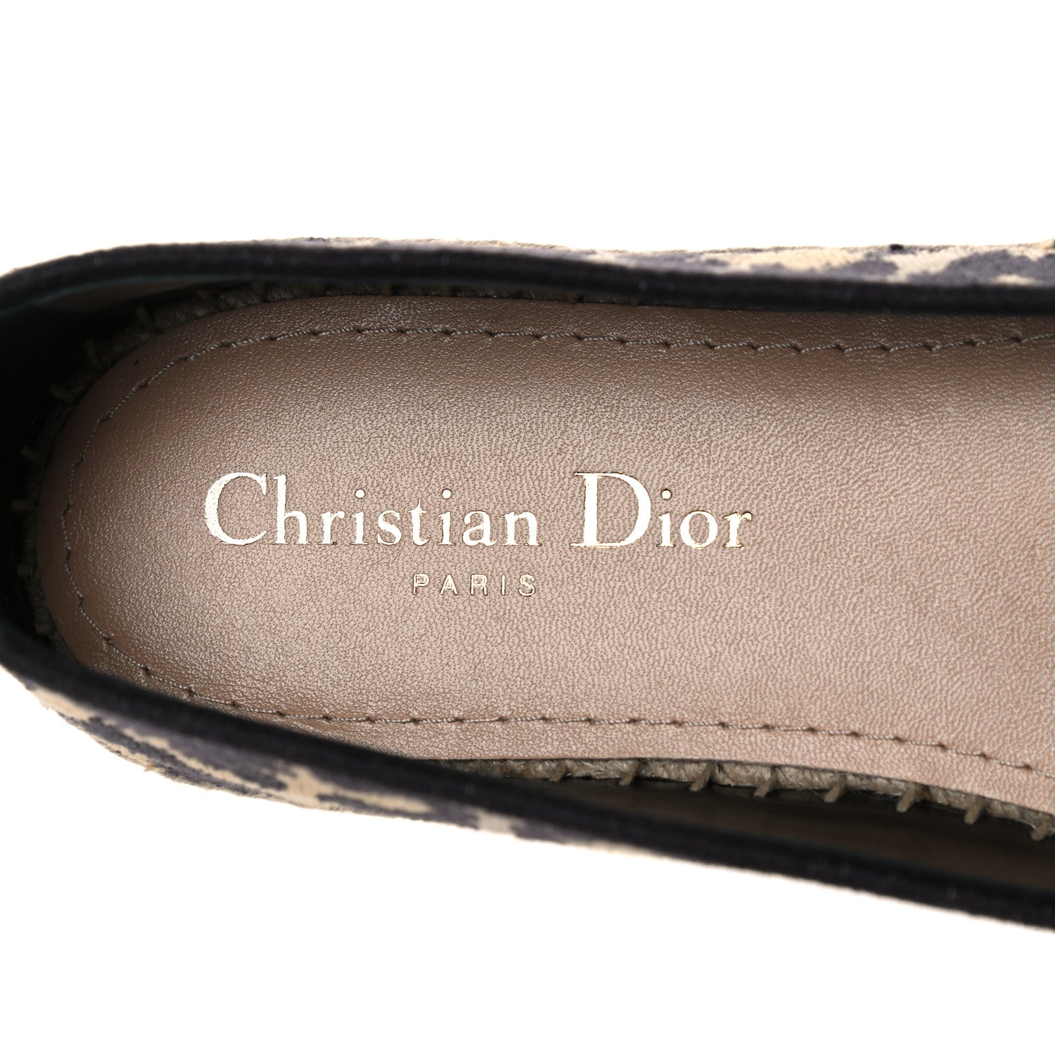 Christian Dior Cotton Embroidered Leopard Print Granville Espadrille 38 Natural 7 of 9
