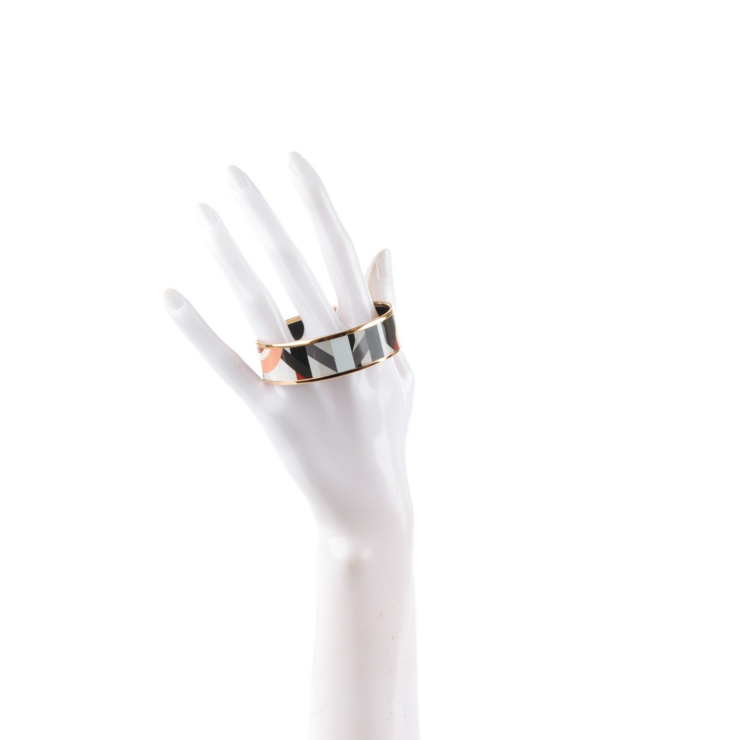 Hermes Enamel Printed Wide Perspective Cavaliere Bracelet 62 Rose Gold 2 of 4