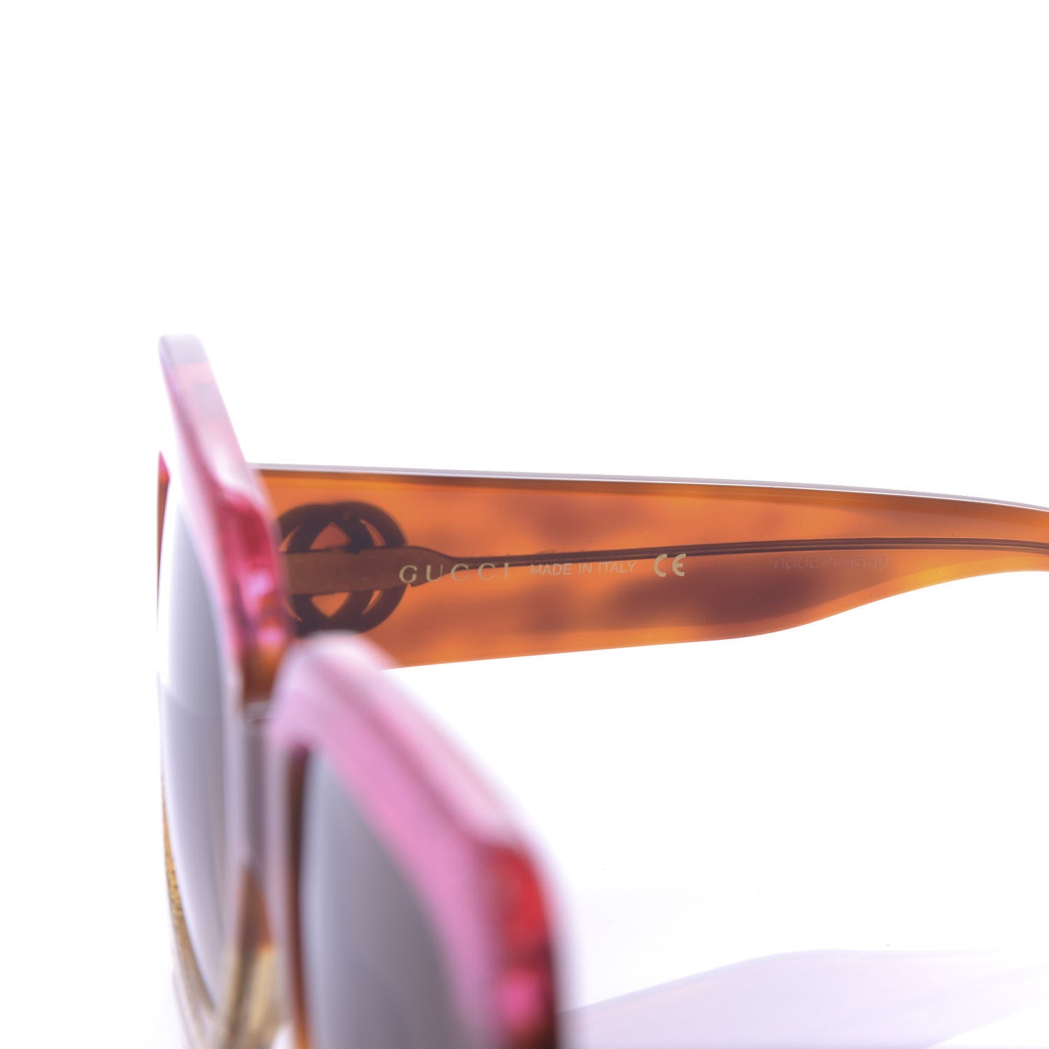 Gucci Acetate Square Frame Sunglasses GG0083S Glitter Pink Multi 6 of 7