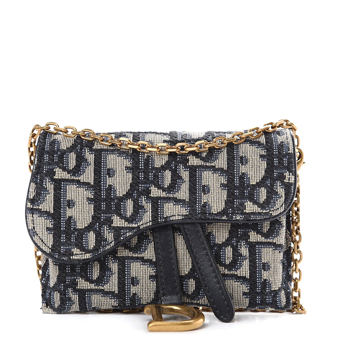 Oblique Nano Saddle Chain Pouch Blue