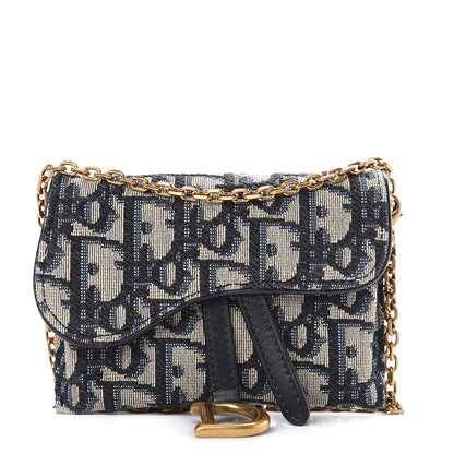 Christian Dior Oblique Nano Saddle Chain Pouch Blue 1 of 8