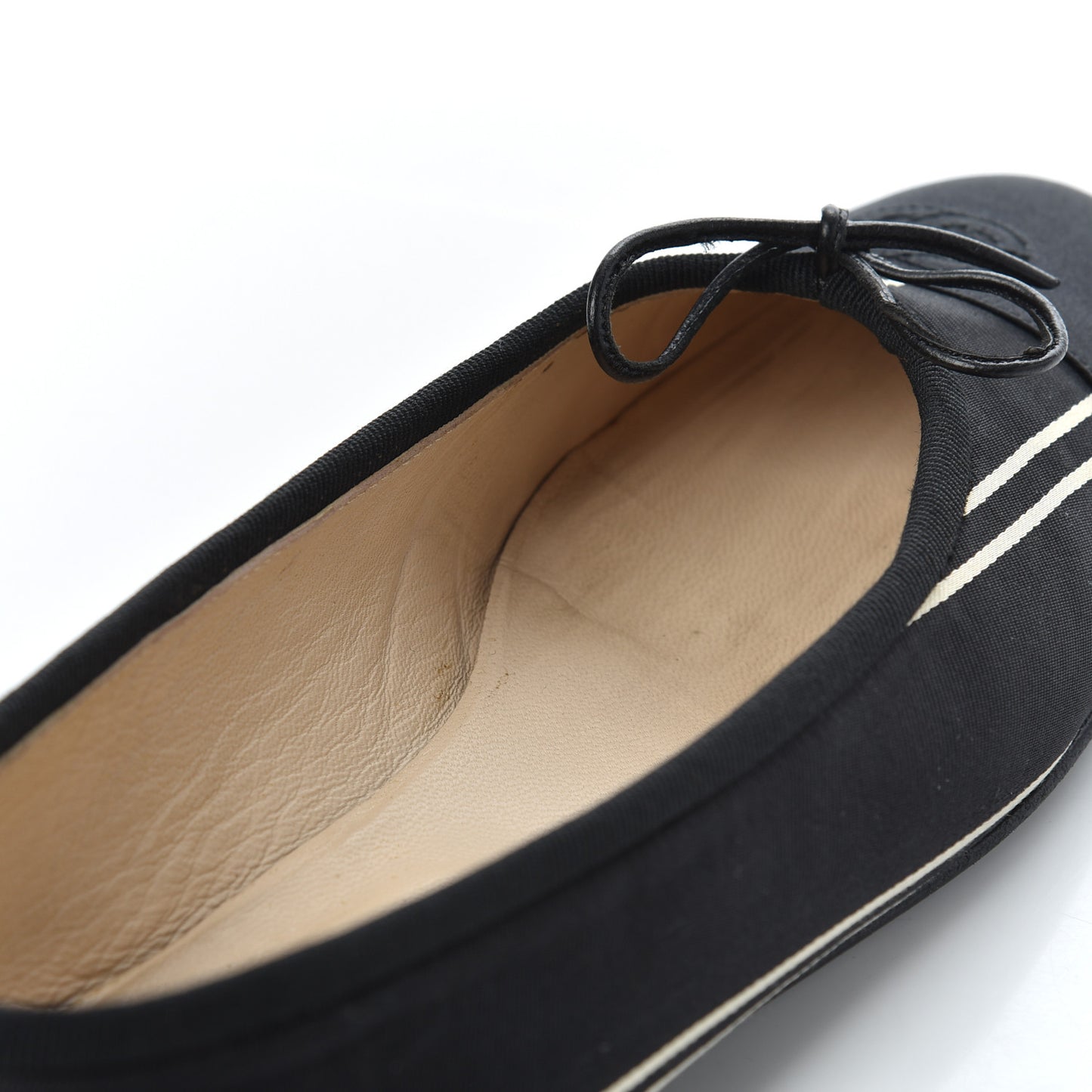 Fabric Grosgrain Cap Toe Ballerina Flats 39.5 Black