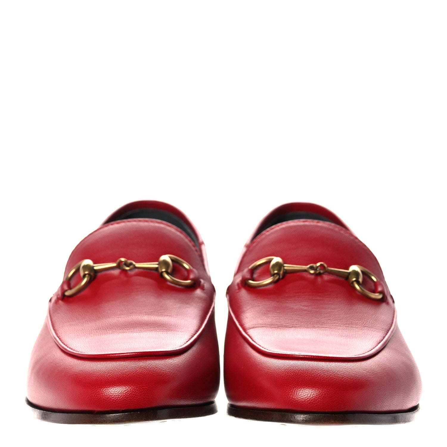 Gucci Lambskin Womens Brixton Horsebit Loafers 37.5 Hibiscus Red 2 of 9