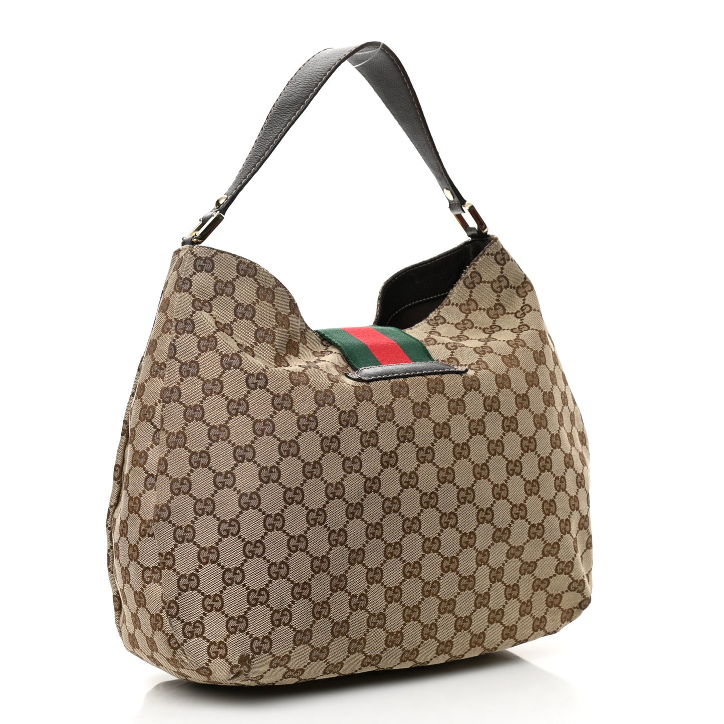 Monogram Large New Ladies Web Hobo Dark Brown