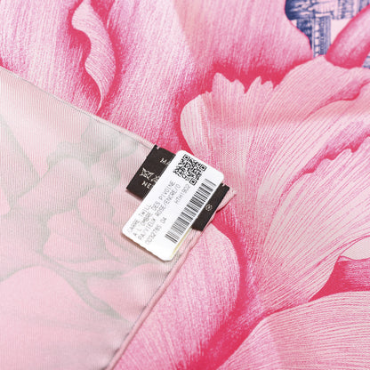 Hermes Silk A l'Ombre des Pivoines Scarf 90 Vieux Rose Encre 4 of 4