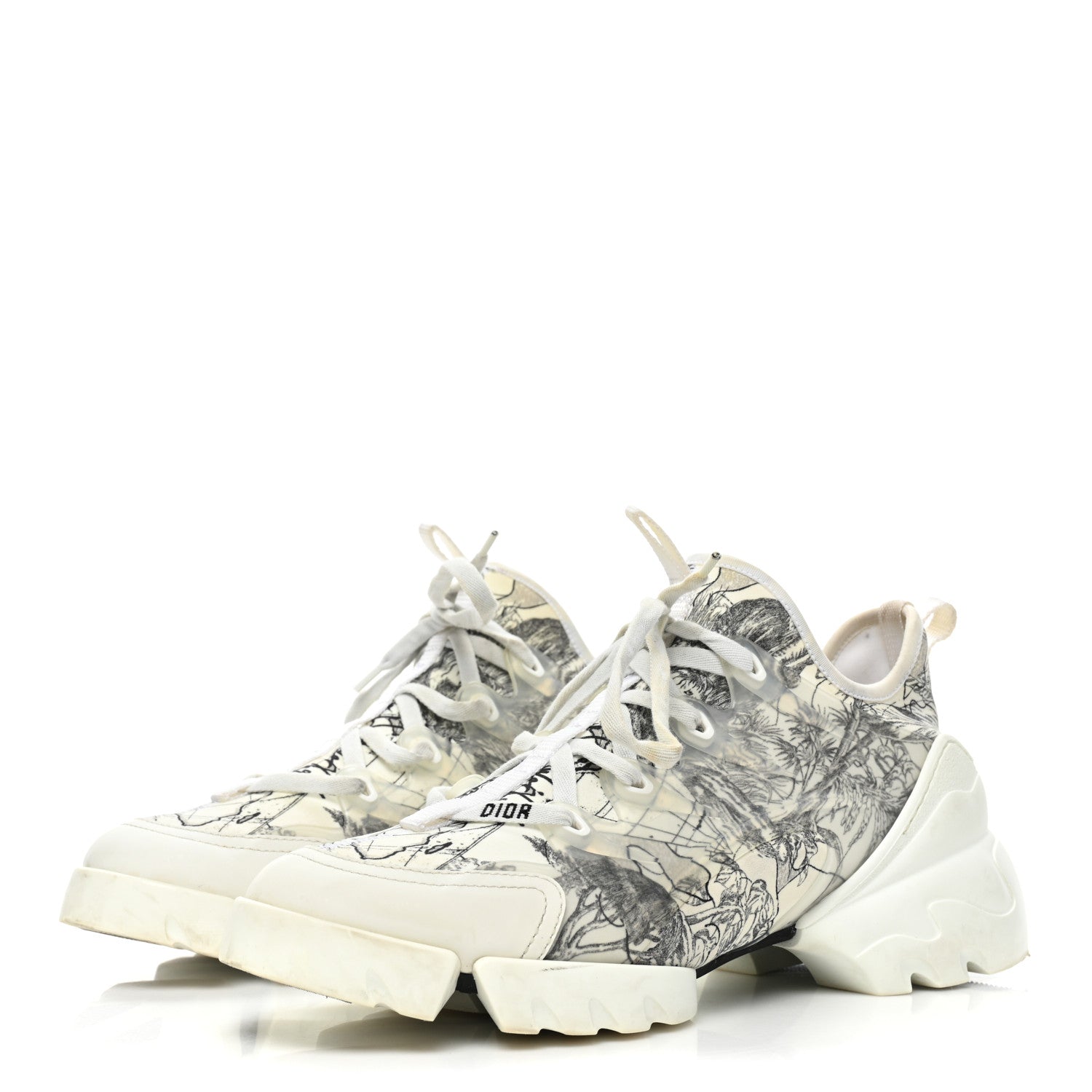Christian Dior Neoprene Rubber Womens D-Connect Sneakers 40.5 White Black 3 of 9