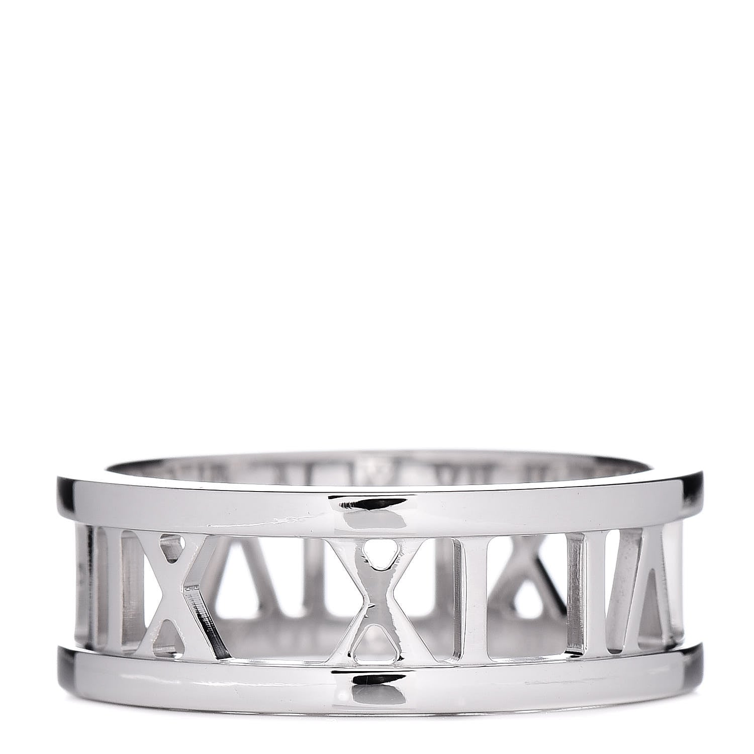 Tiffany 18K White Gold Atlas Open Ring 54 6.75 1 of 4
