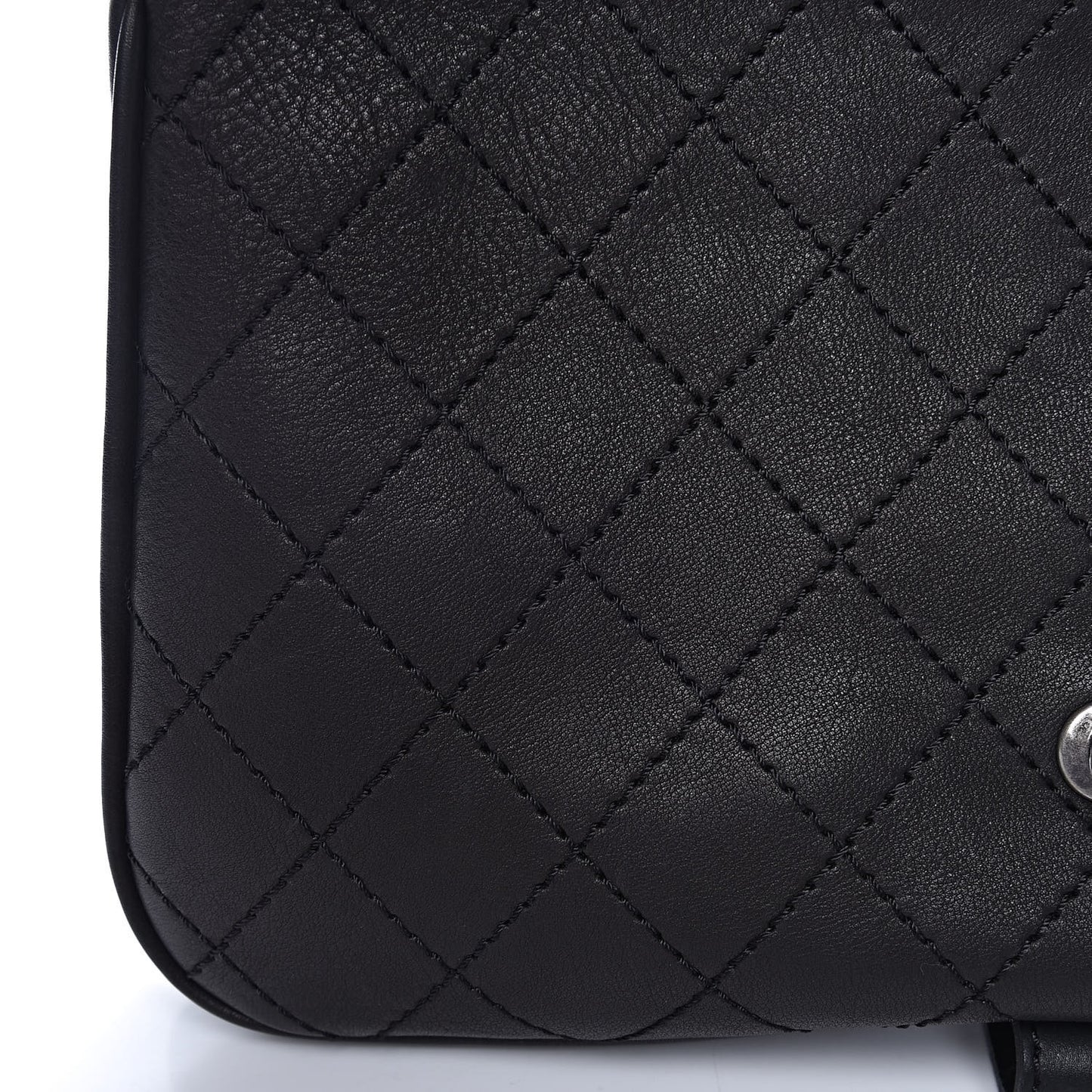 Calfskin Quilted Large Ride My Bag Messenger Black