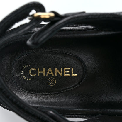 Chanel Grained Calfskin Velcro Dad Sandals 37.5 Black 7 of 10