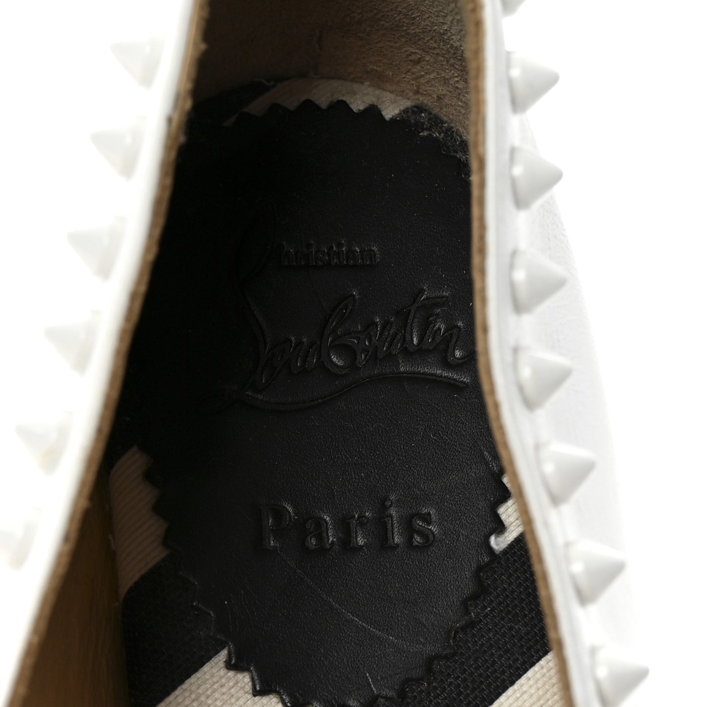 Calfskin Spikes Ares Flat Espadrilles 38 White