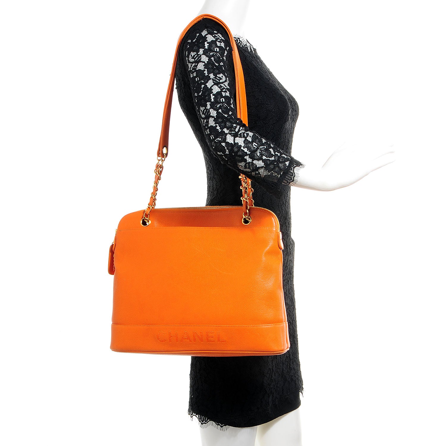 Chanel Caviar CC Shoulder Bag Orange 2 of 9