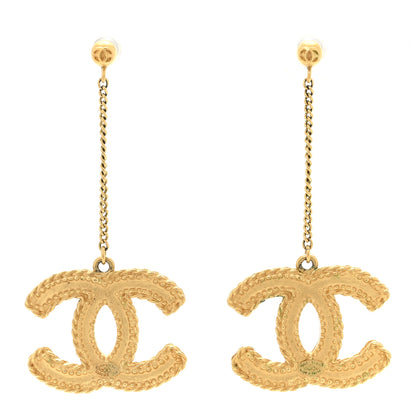 Chanel CC Drop Earrings Matte Gold 1 of 5