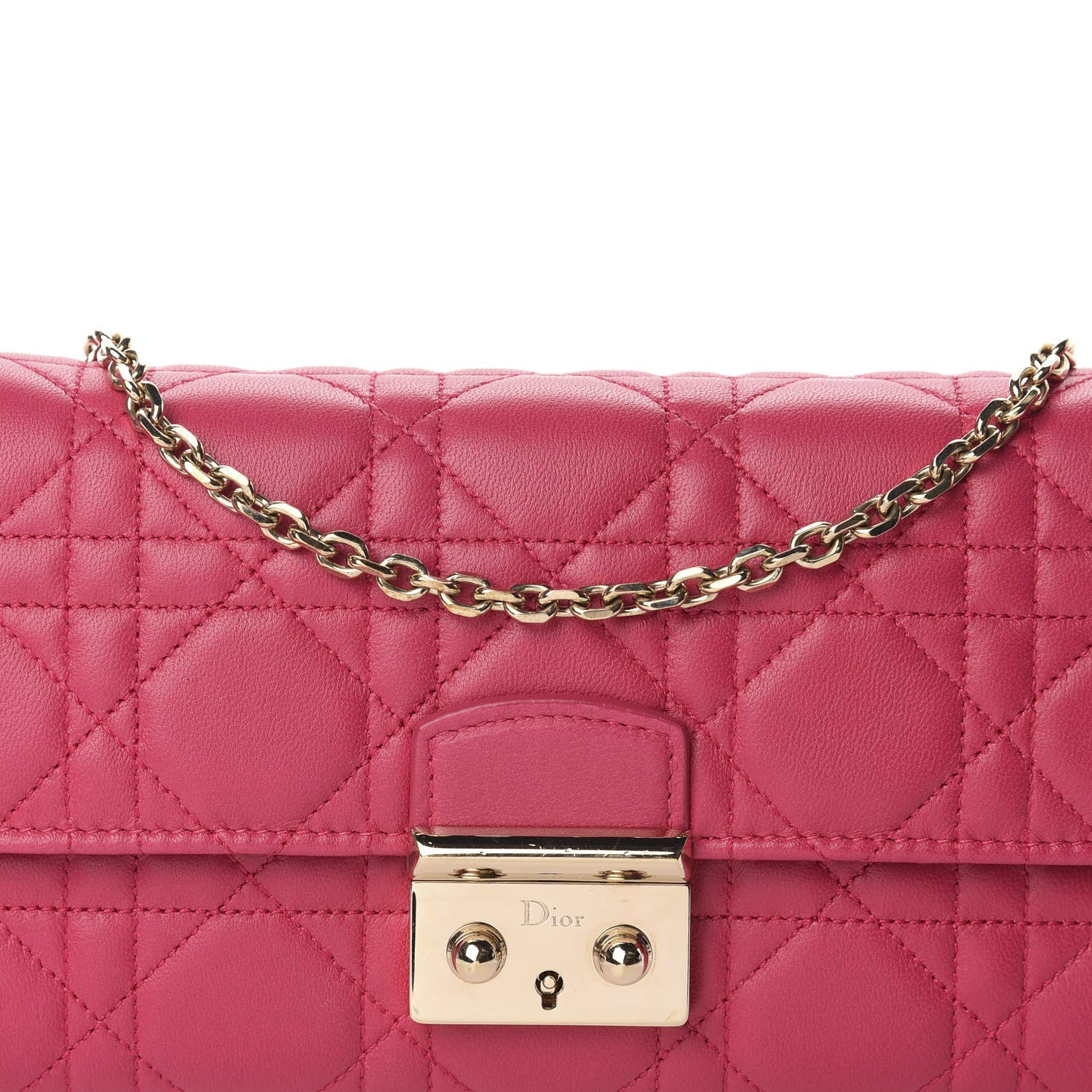 Christian Dior Lambskin Cannage Miss Dior Chain Wallet Fuchsia 10 of 10