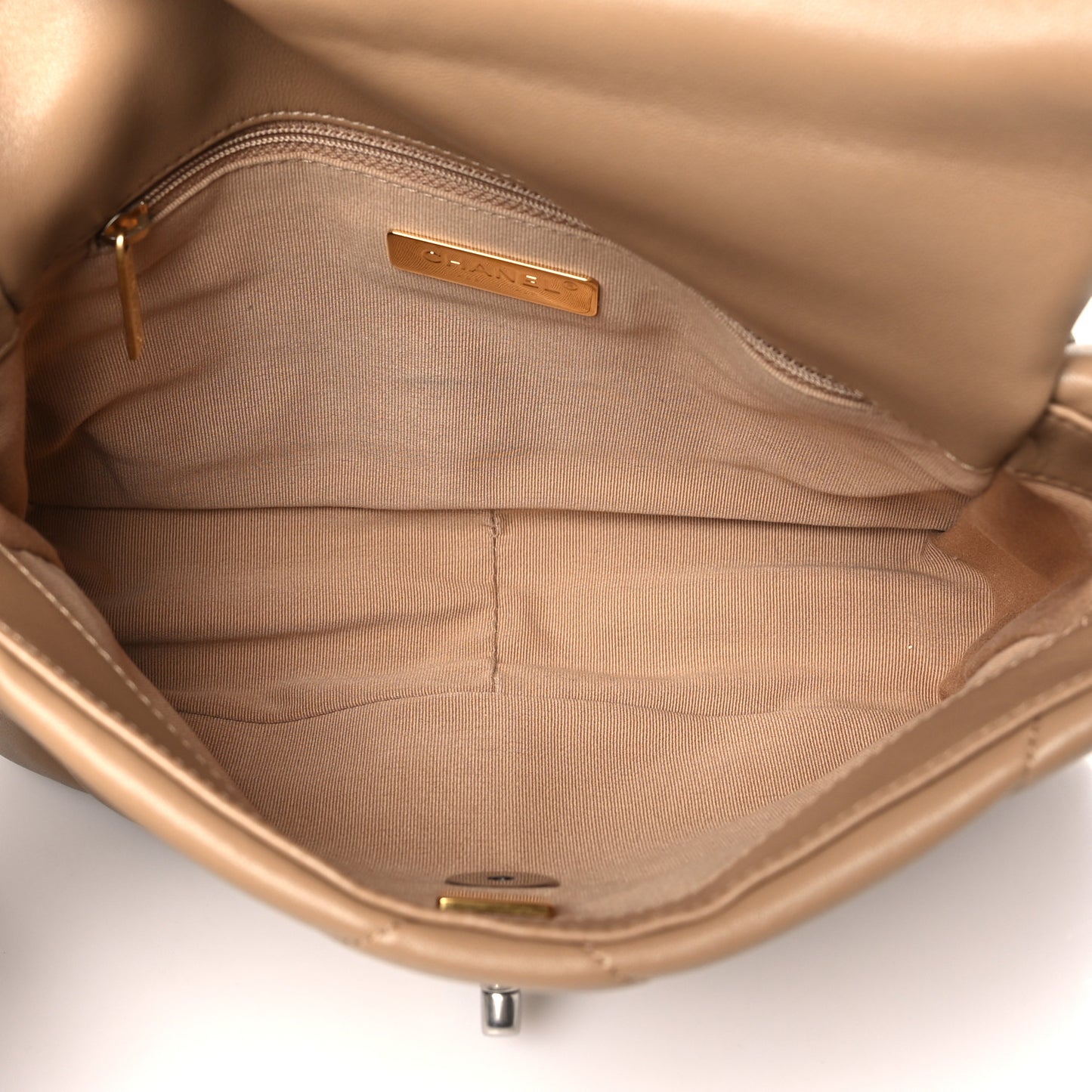 Lambskin Quilted Medium Chanel 19 Flap Beige