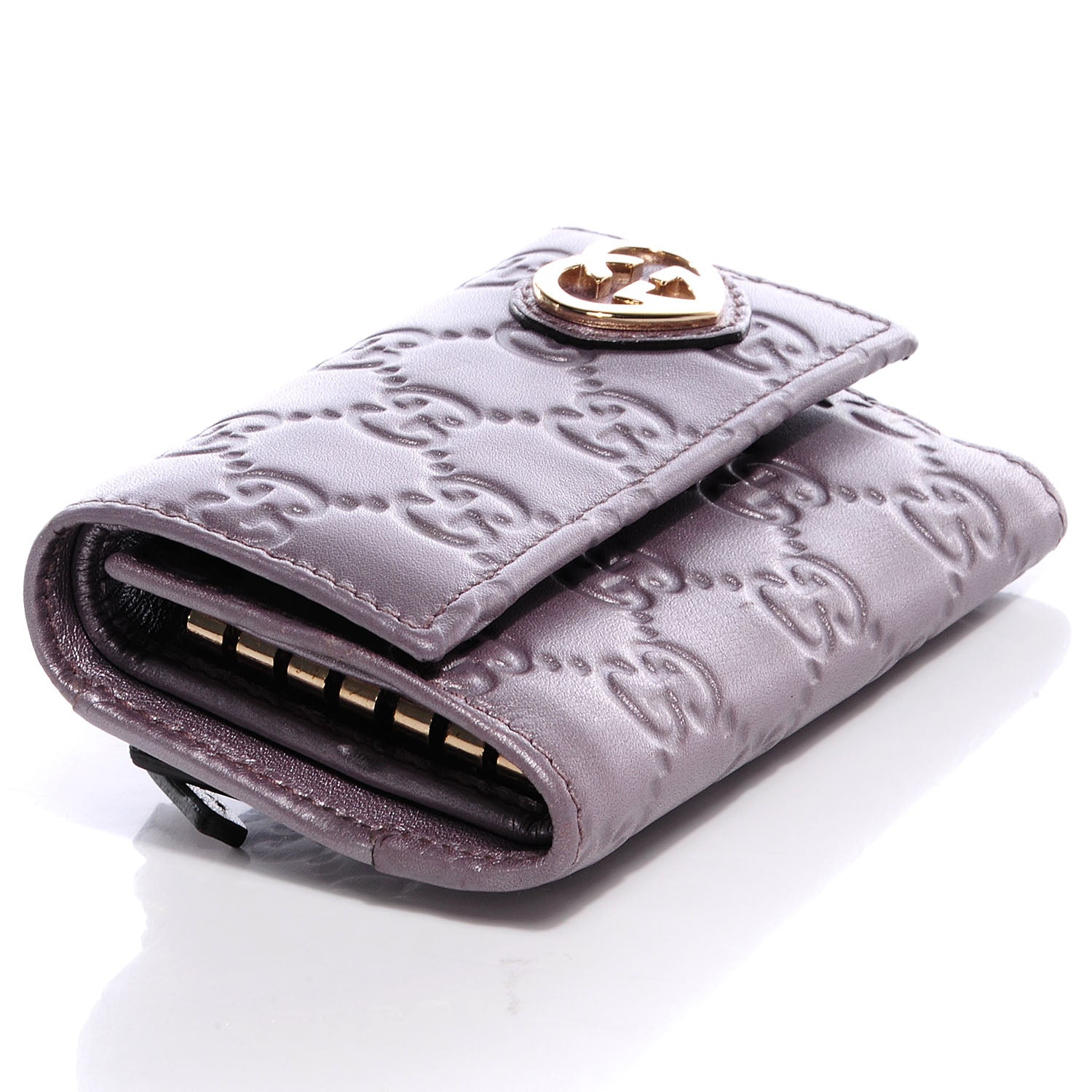 Gucci Metallic Soft Guccissima Lovely 6 Key Holder Wallet Senanque 4 of 7