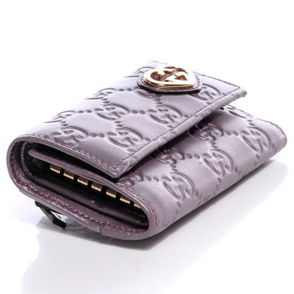 Gucci Metallic Soft Guccissima Lovely 6 Key Holder Wallet Senanque 4 of 7