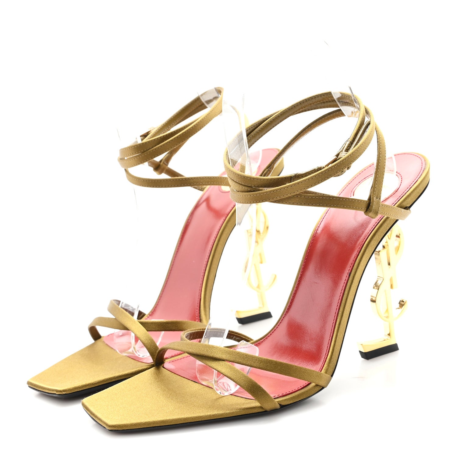 Saint Laurent Crepe Satin Opyum 110 Sandals 39.5 Cuba Gold 4 of 8