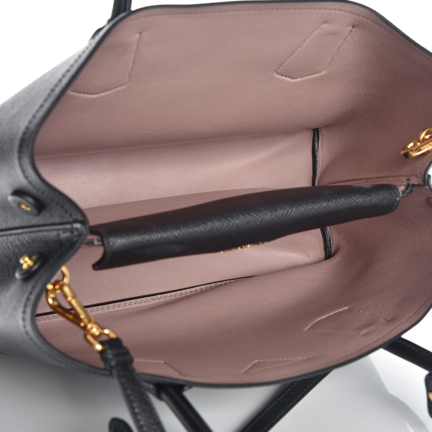 Prada Saffiano Cuir Medium Double Bag Black Mughetto 6 of 8