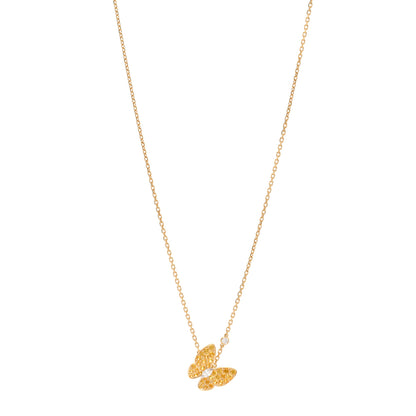 Van Cleef & Arpels 18K Yellow Gold Diamond Yellow Sapphire Two Butterfly Pendant Necklace 1 of 5