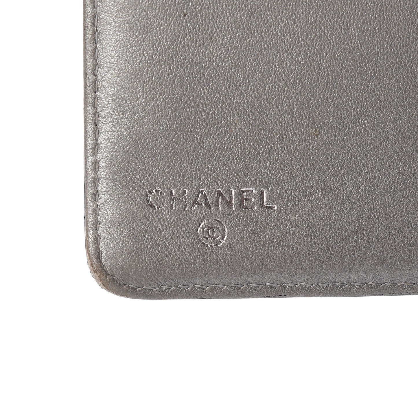 Lambskin Camellia Embossed Yen Wallet Black