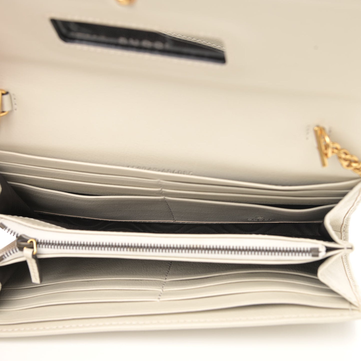Wonka Grain Calfskin Diana Chain Wallet Mystic White