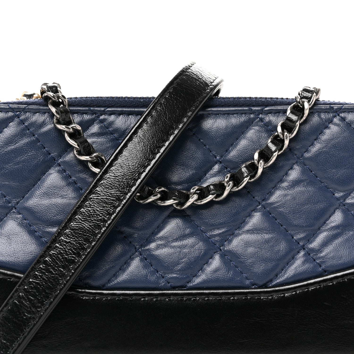Chanel Aged Calfskin Quilted Small Gabrielle Clutch With Chain Navy Black 9 of 11