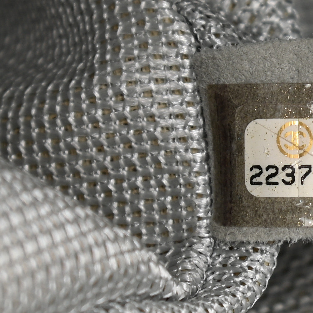 Metallic Calfskin Quilted XXL Travel Flap Bag Silver