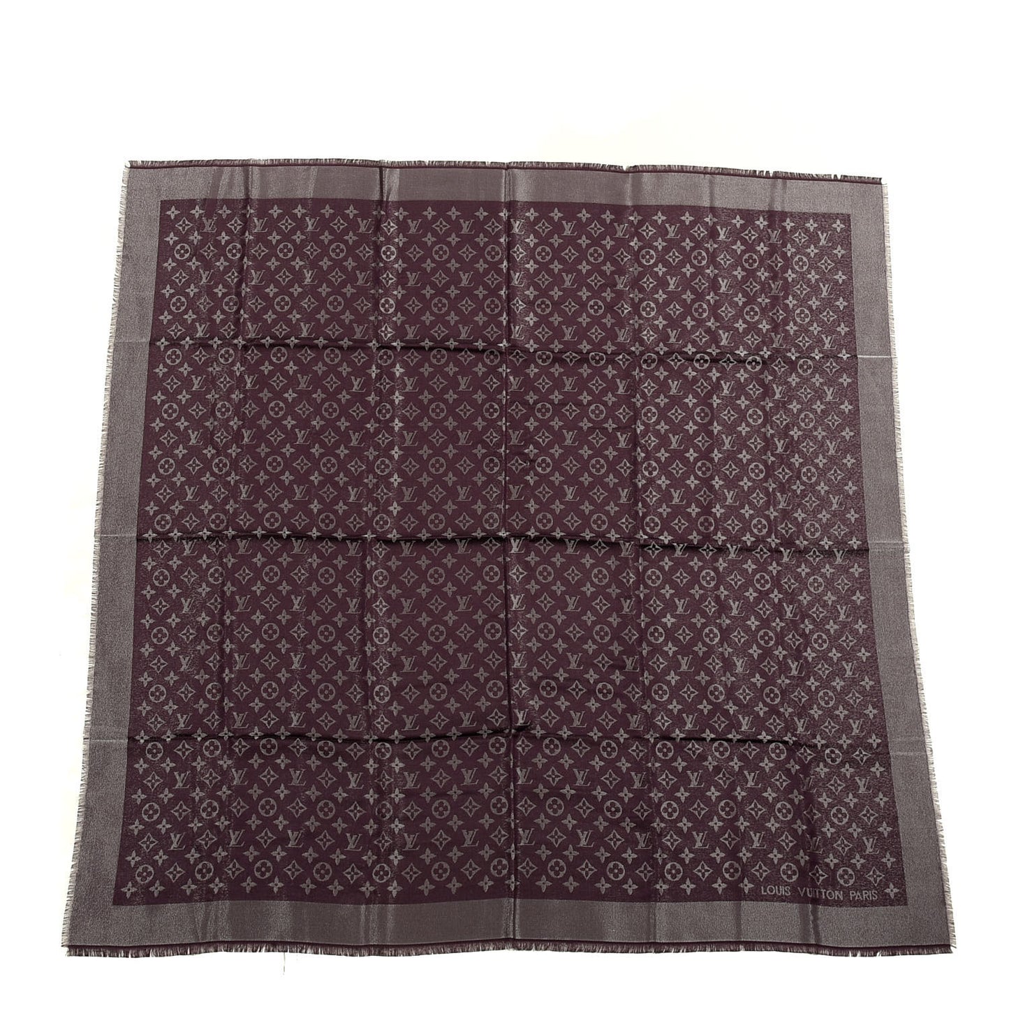 Silk Lurex Wool Monogram Shine Shawl Amarante