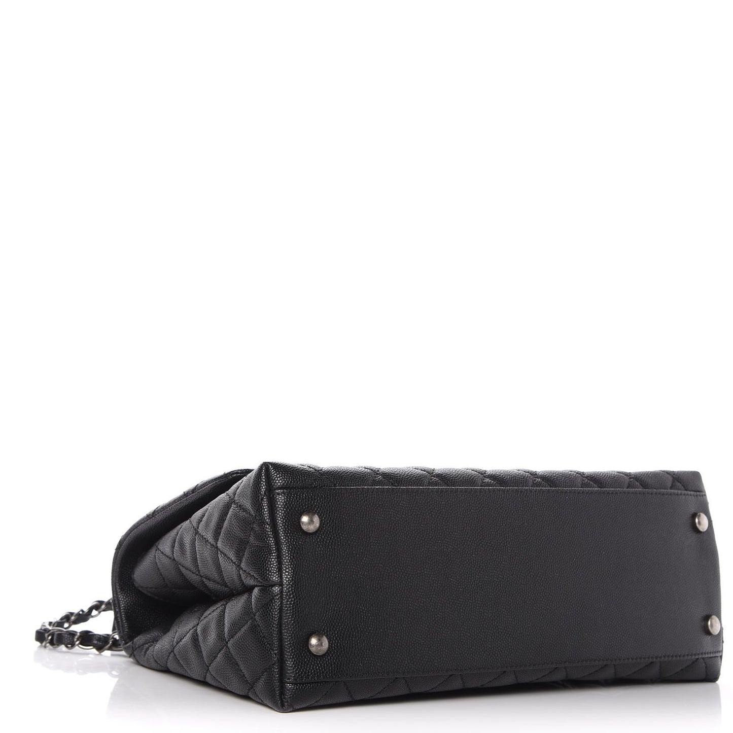 Caviar Lizard Quilted Small Coco Handle Flap Black