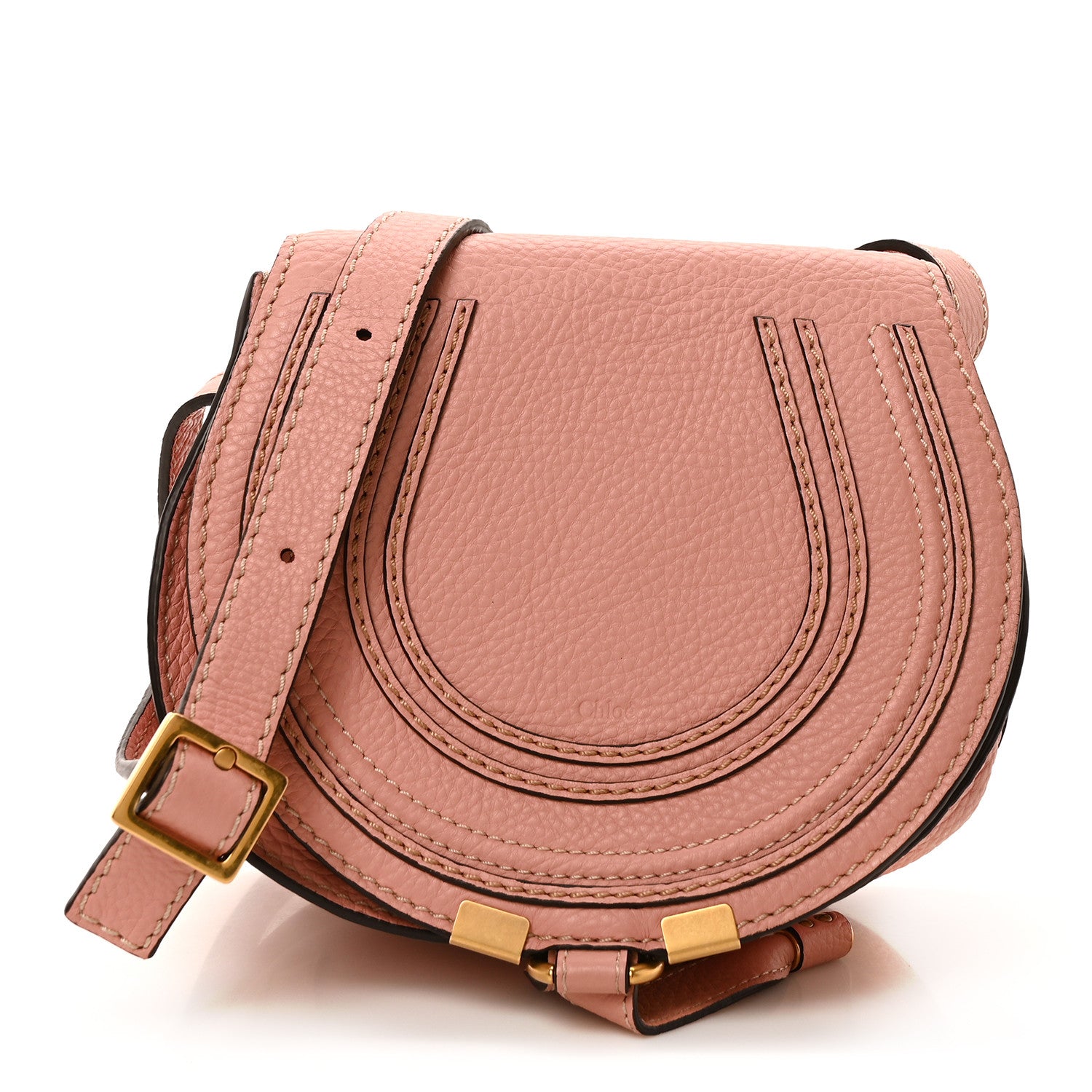Chloe Grained Calfskin Small Marcie Saddle Bag Pink 1 of 11