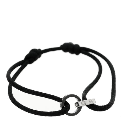 Cartier 18K White Gold Ceramic 4 Diamond LOVE Cord Bracelet Black 1 of 7