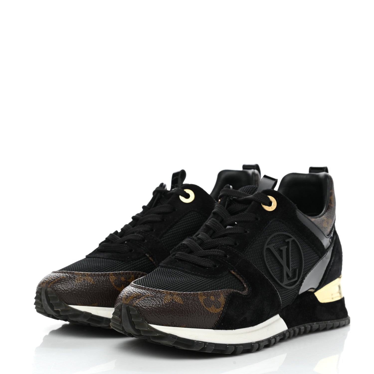 Louis Vuitton Suede Monogram Run Away Sneakers 35 Black 3 of 9