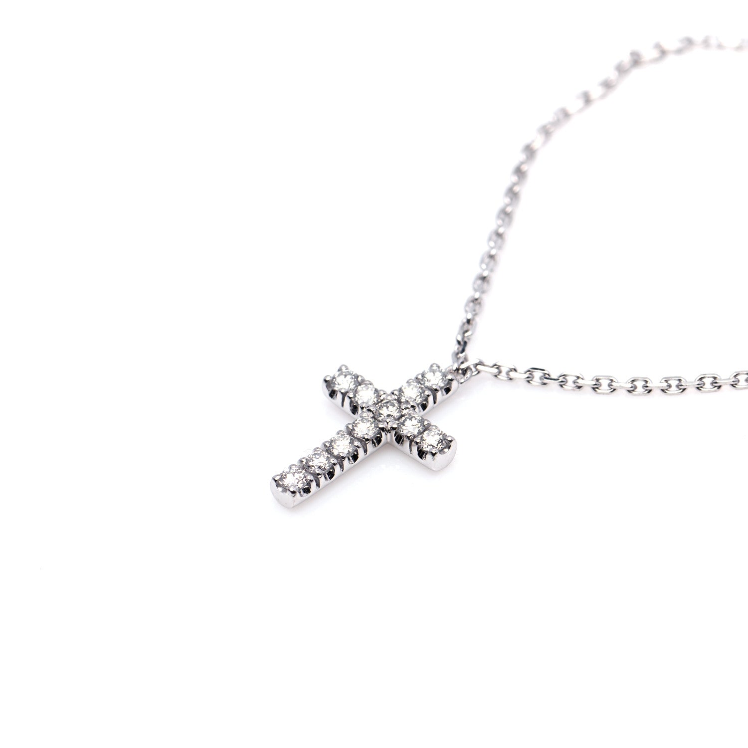Cartier 18K White Gold Diamond Symbols Cross Pendant Necklace 4 of 6