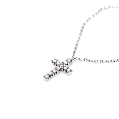 Cartier 18K White Gold Diamond Symbols Cross Pendant Necklace 4 of 6