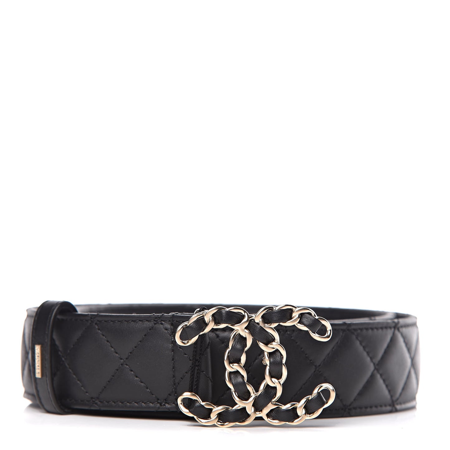 Lambskin Quilted CC Chain Belt 95 38 Black