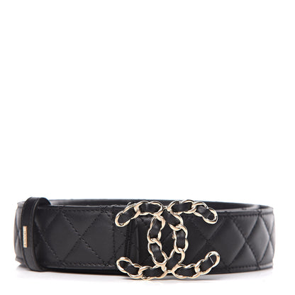 Chanel Lambskin Quilted CC Chain Belt 95 38 Black 1 of 8