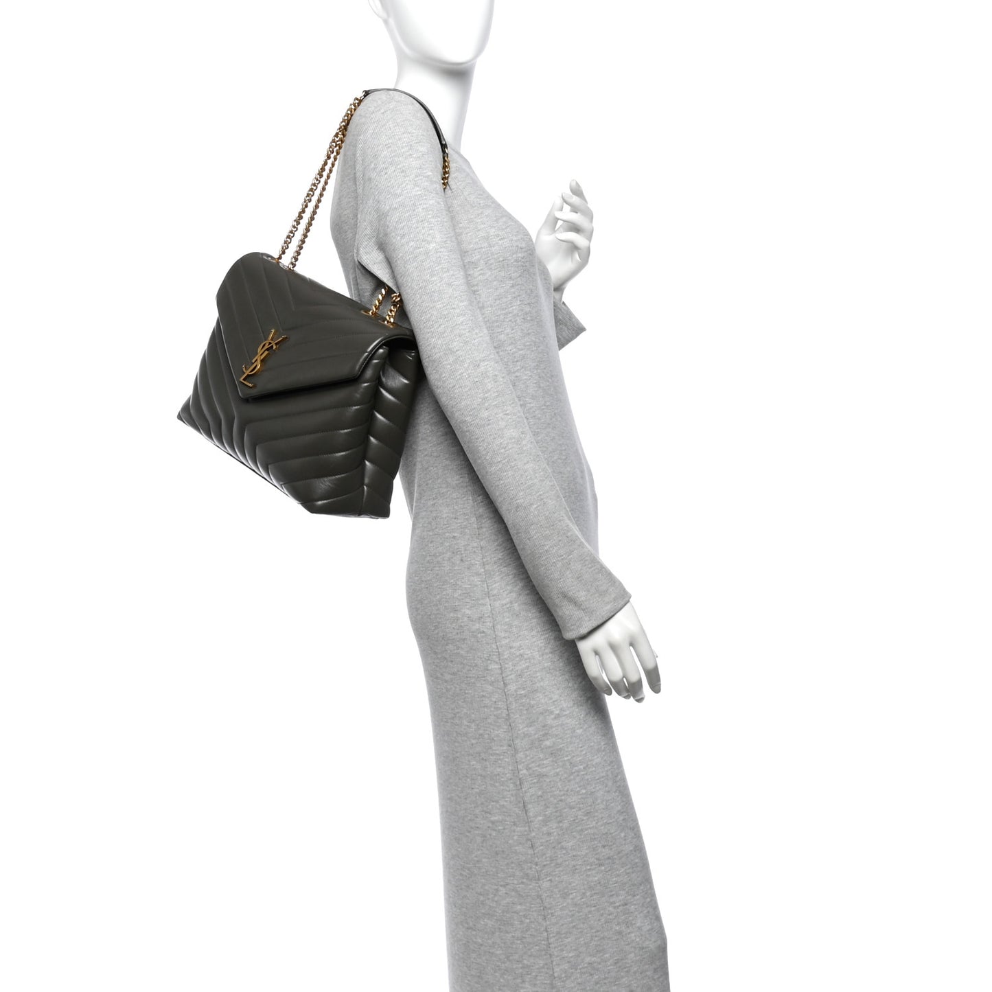 Calfskin Y Quilted Monogram Medium Loulou Chain Satchel Pebble