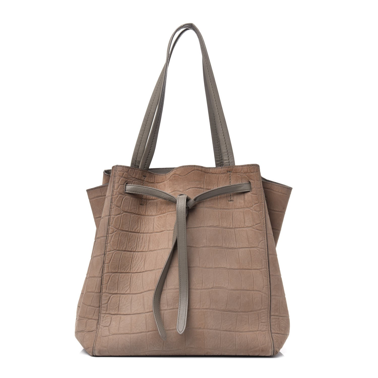 Celine Crocodile Embossed Nubuck Small Belt Cabas Phantom Beige 1 of 33