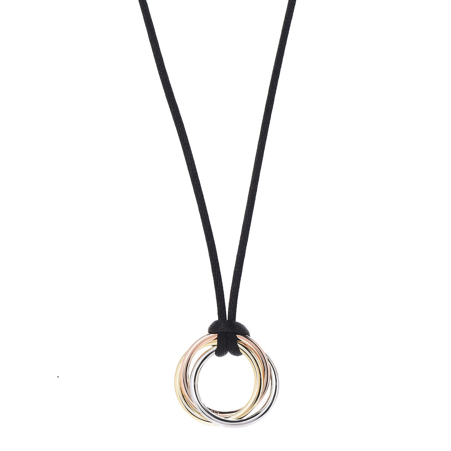 Cartier 18K Pink Yellow White Gold Trinity Cord Necklace 1 of 8