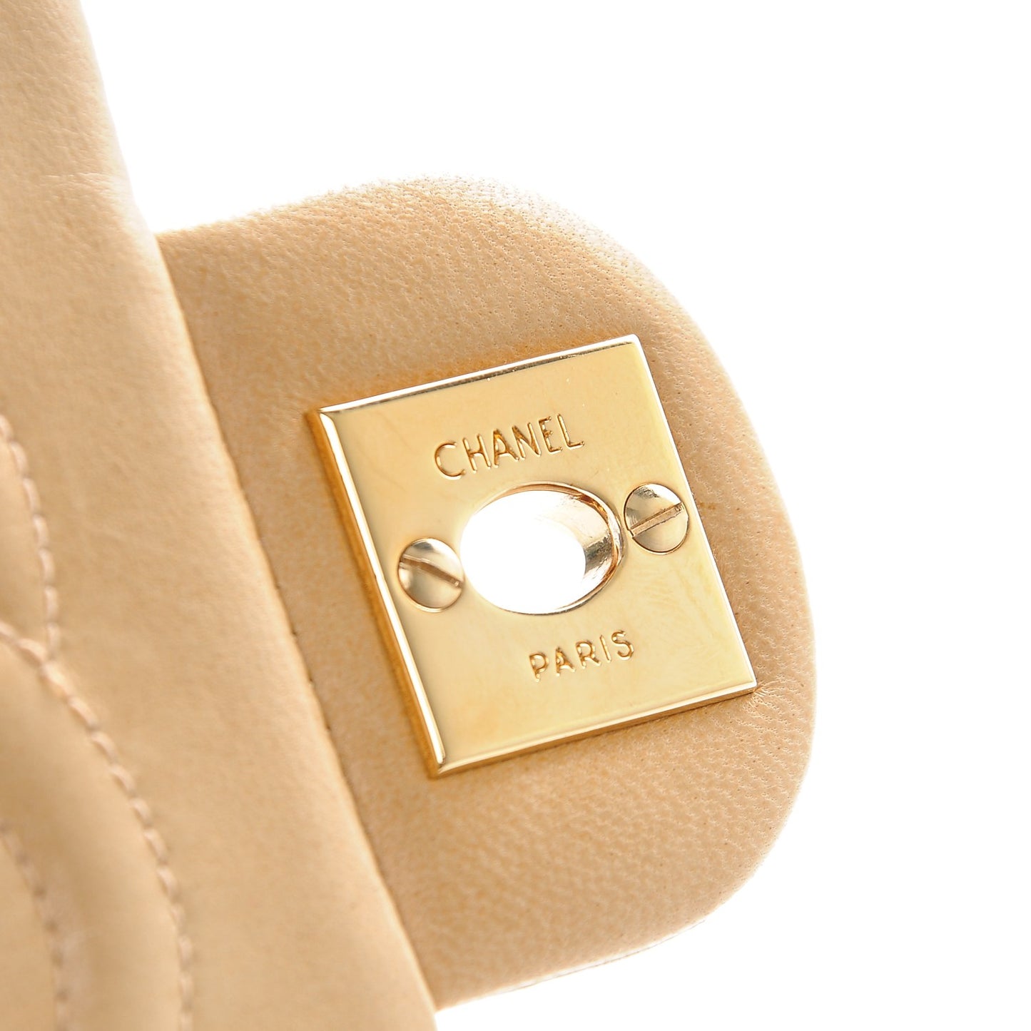 Lambskin Quilted Mini Square Flap Beige