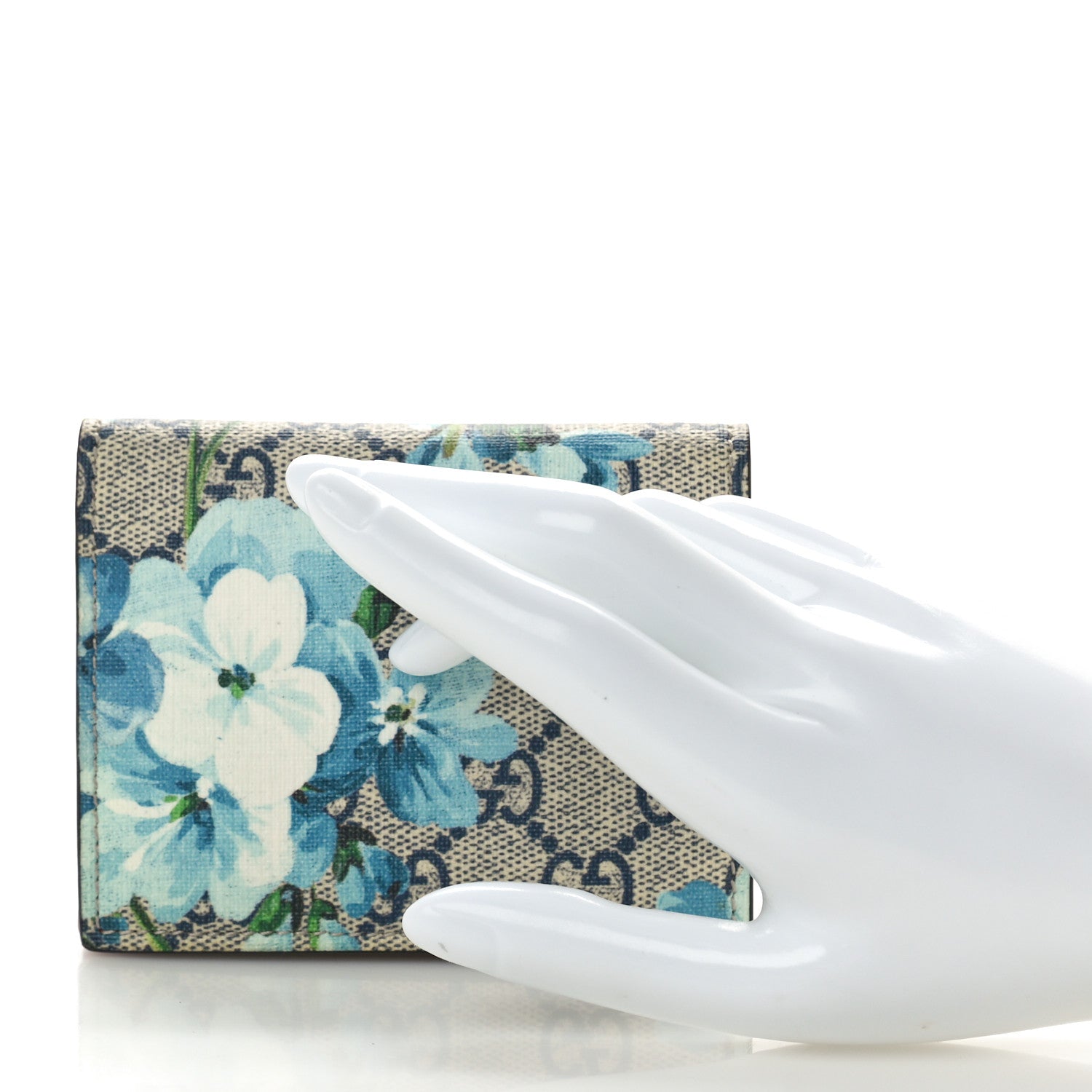 Gucci GG Supreme Monogram Blooms Card Case Wallet Beige Blue Navy Hibiscus Red 2 of 8