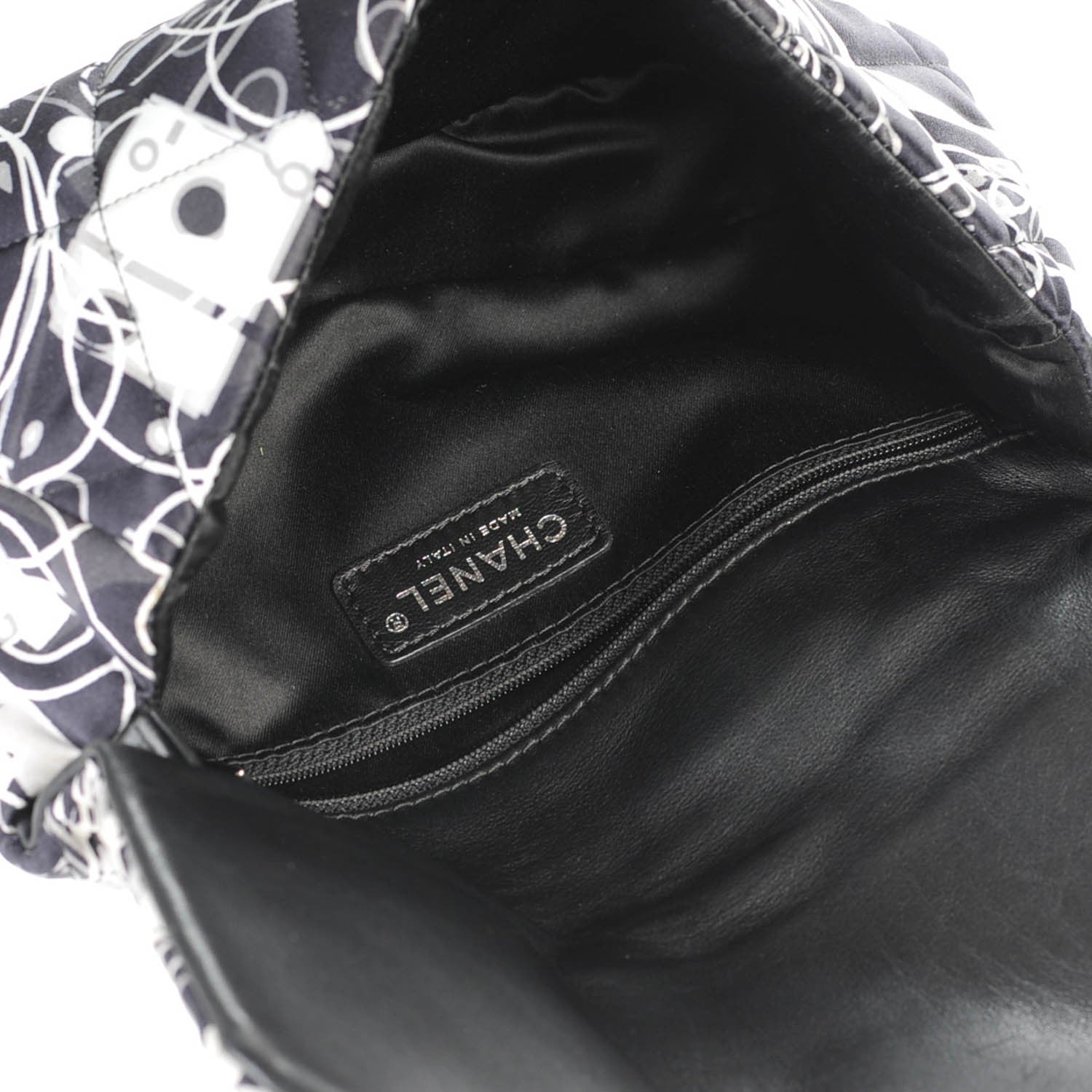Chanel Satin Quilted Medium Kaleidoscope Flap Black White 6 of 8
