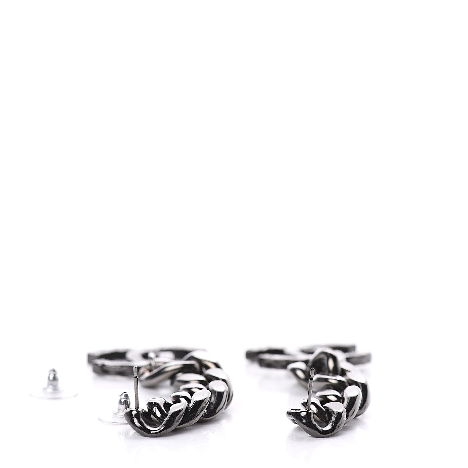 Chanel Metal CC Pick Drop Earrings Ruthenium 3 of 4