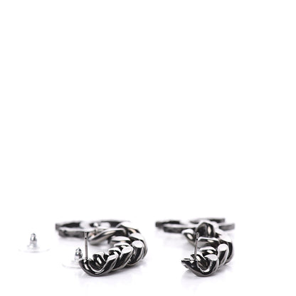 Chanel Metal CC Pick Drop Earrings Ruthenium 3 of 4