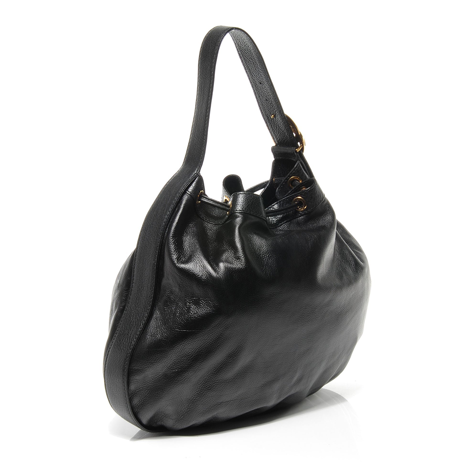 Gucci Pebbled Calfskin Medium Interlocking Icon Shoulder Bag Black 3 of 7