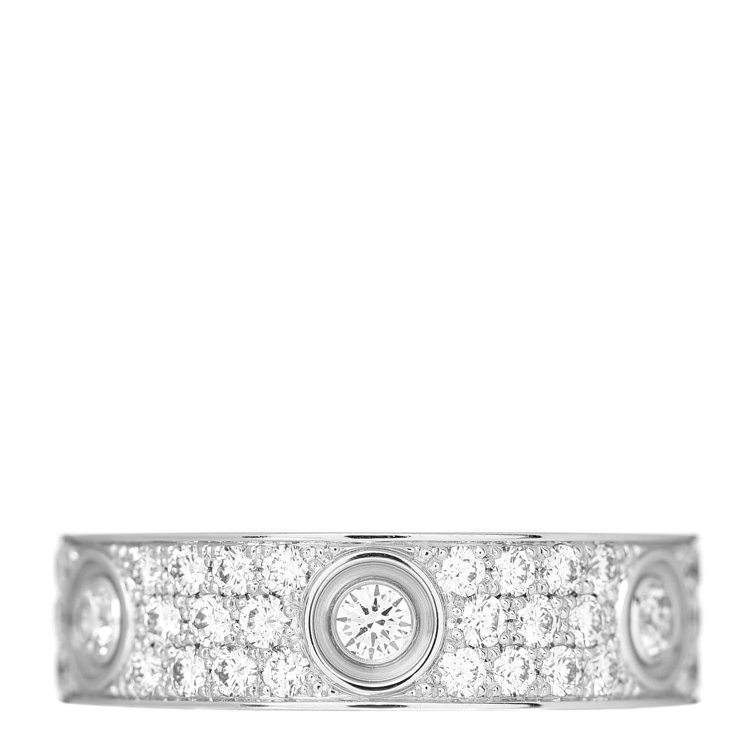Cartier 18K White Gold Diamond 6.5mm LOVE Paved Ring 62 10 1 of 5