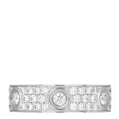 Cartier 18K White Gold Diamond 6.5mm LOVE Paved Ring 62 10 1 of 5