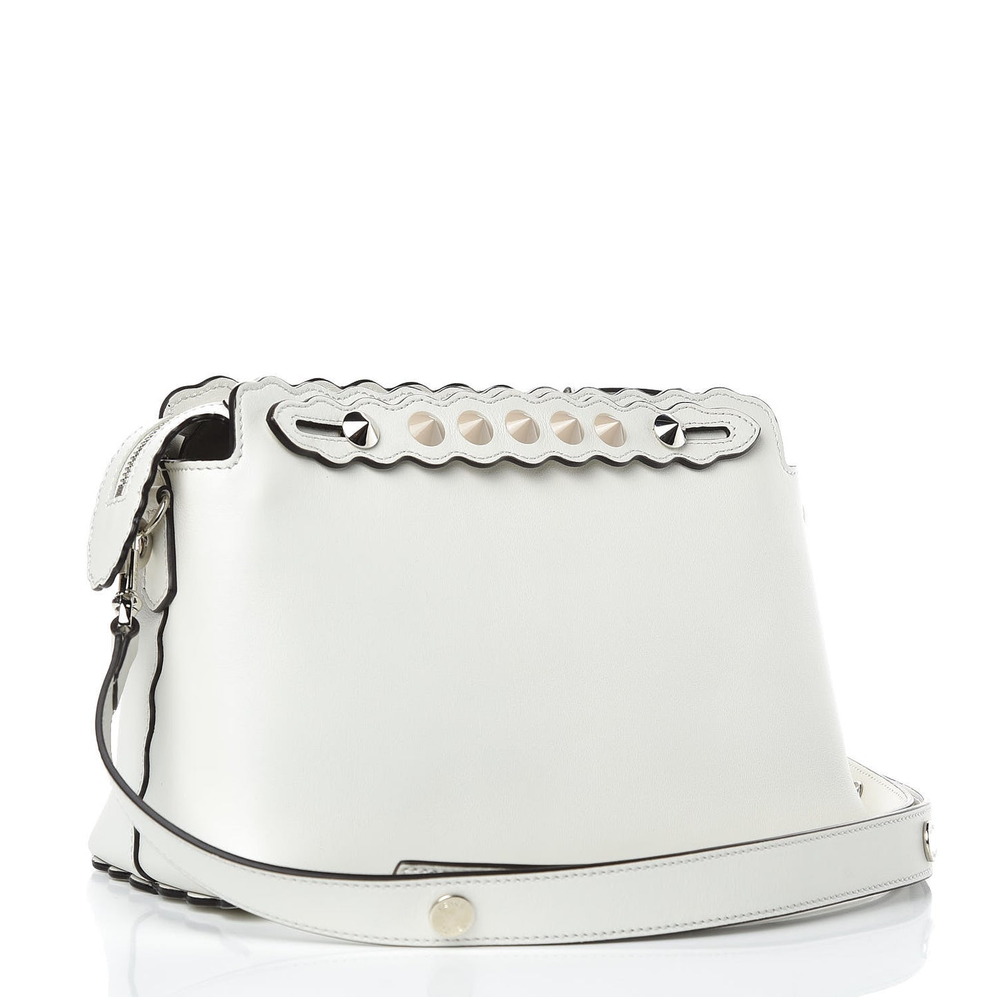 Vitello Dolce Scalloped Studded Medium By The Way Boston Bag White Ice