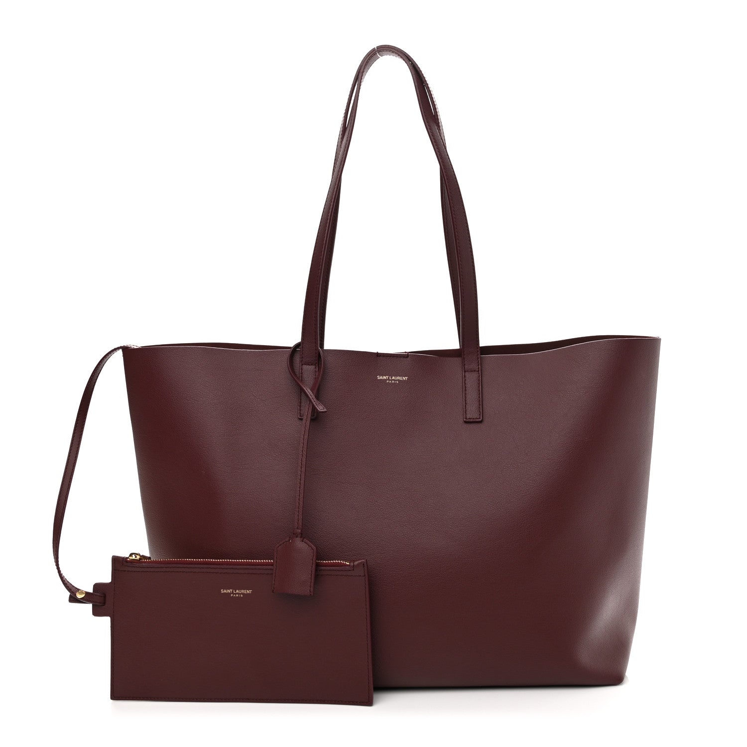 Saint Laurent Calfskin Large Shopping Tote Bordeaux 1 of 13