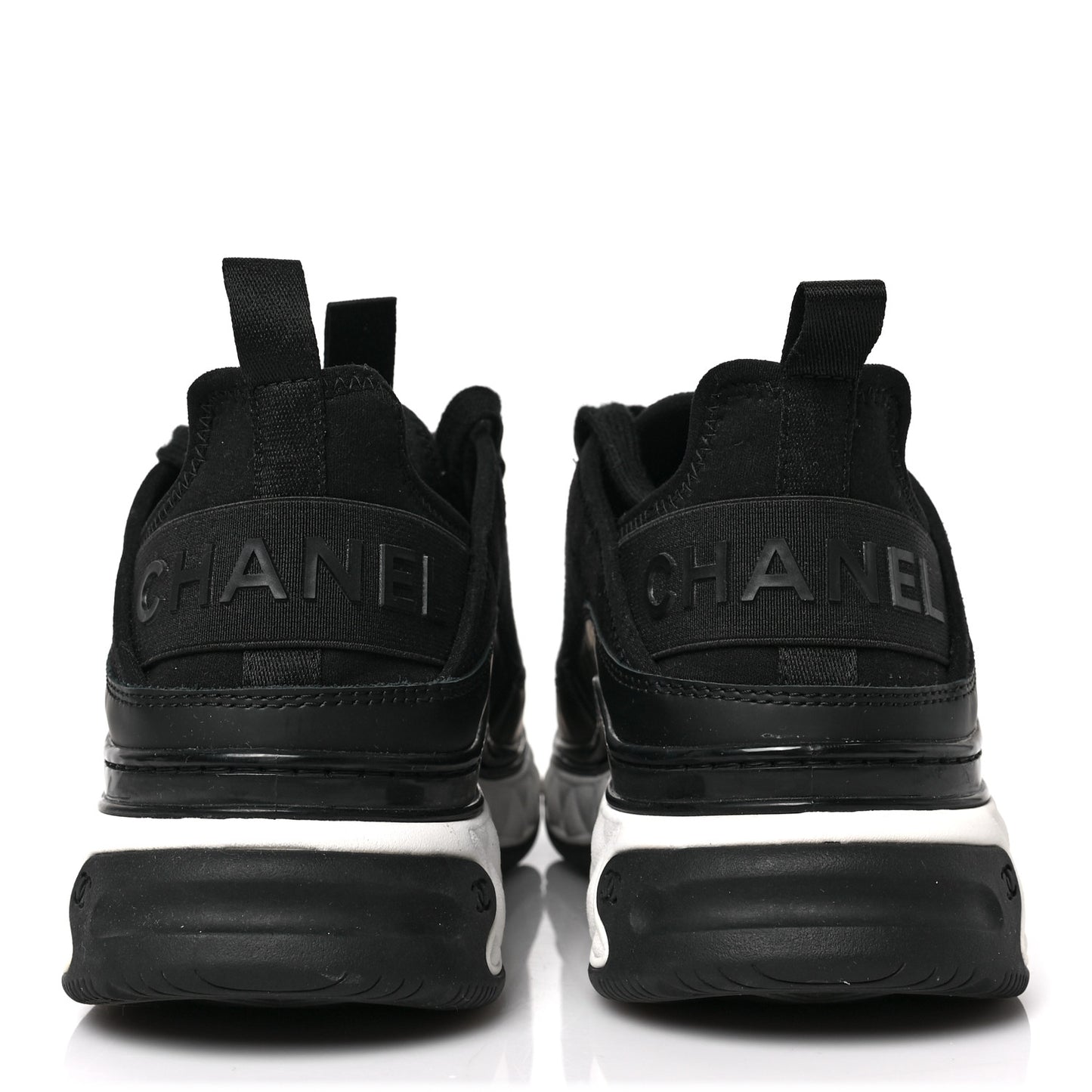 Velvet Calfskin Mixed Fibers CC Sneakers 38.5 Black